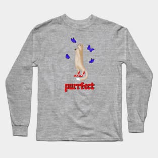 Purrfect - a cute cat in red shoes chasing butterflies Long Sleeve T-Shirt